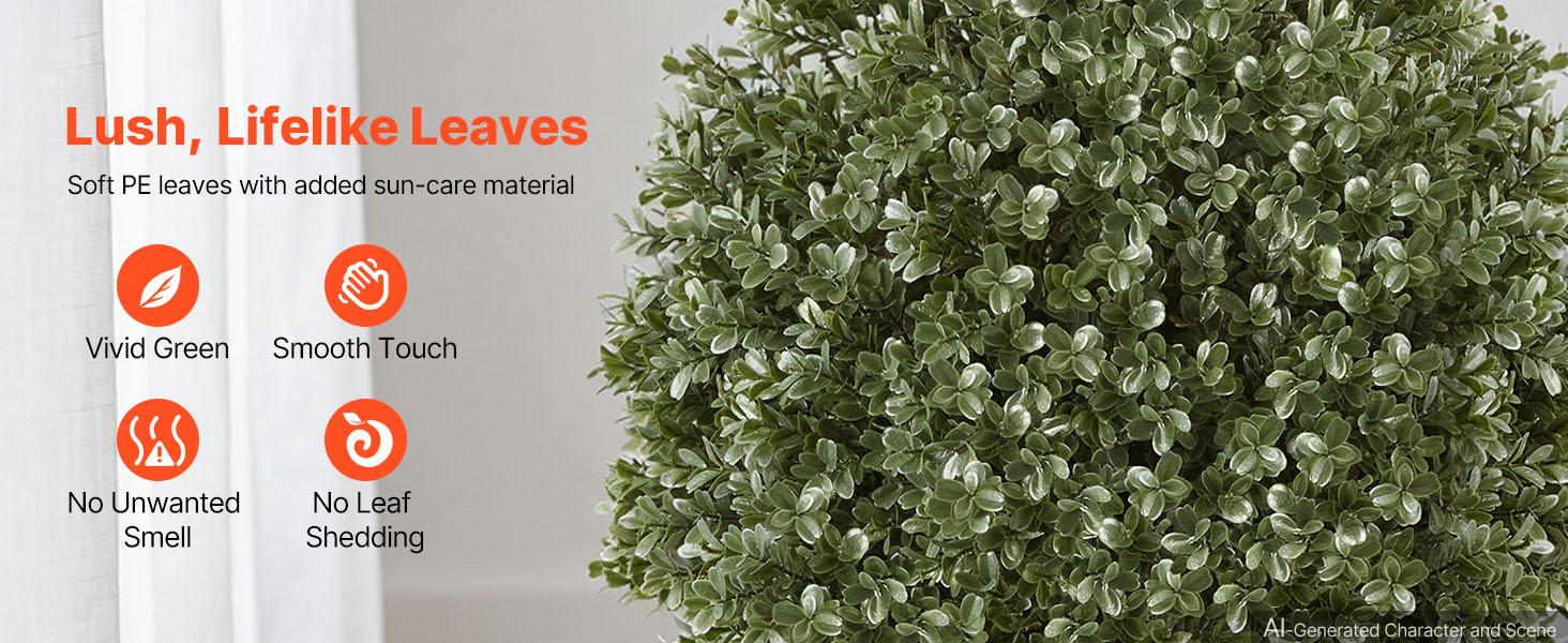 VEVOR 2-Pack 20-in PE Plastic Artificial Boxwood Topiary Balls with Metal Ground Spikes, Decorative Evergreen Faux Plants Fake Greenery for Room Decor, Front Door#BacktoSchool VEVOR 2-Pack 20-in PE Plastic Artificial Boxwood Topiary Balls with Metal Ground Spikes, Decorative Evergreen Faux Plants Fake Greenery for Room Decor, Front Door#BacktoSchool