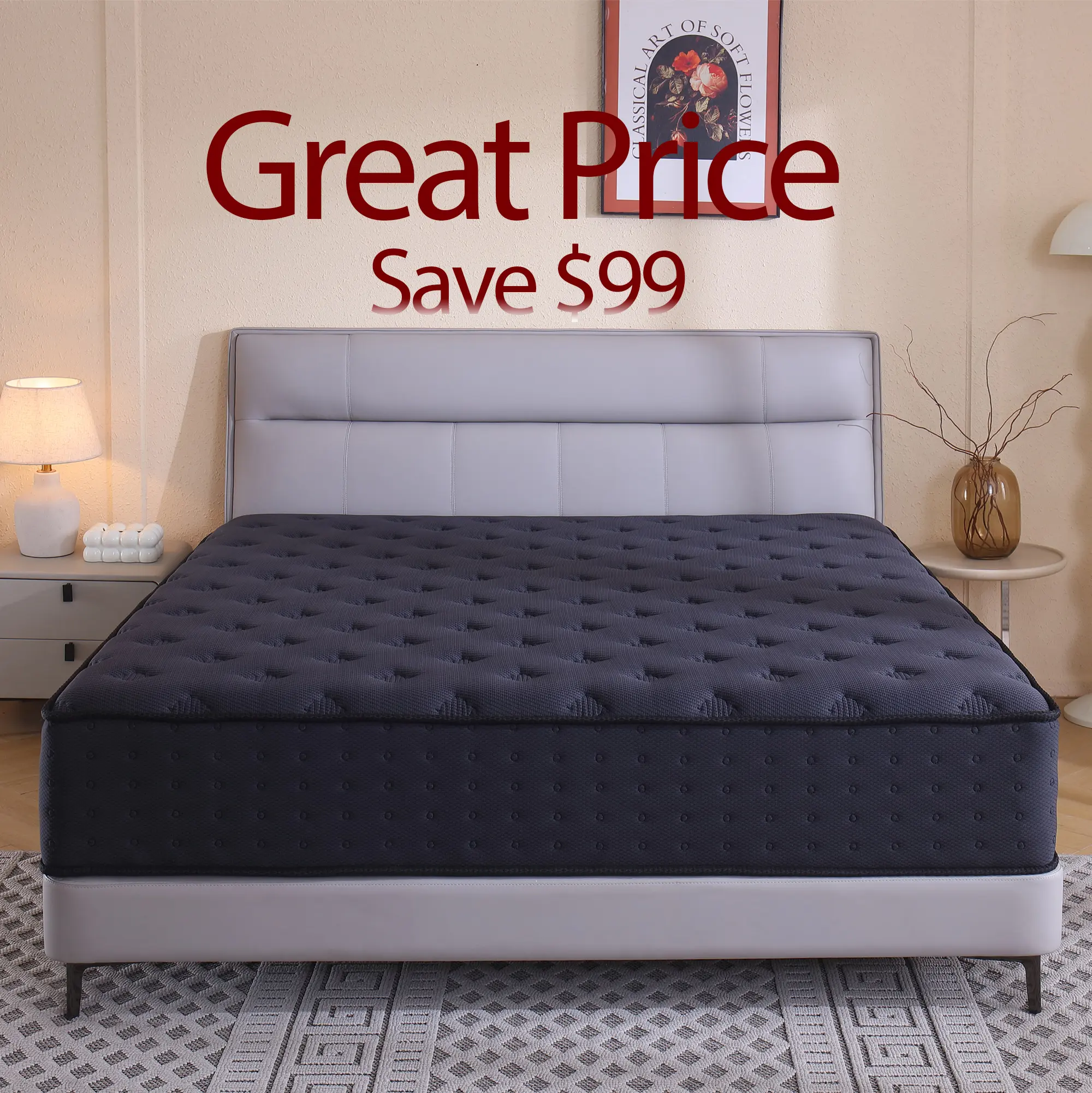 【Good Value】12/14 Inch Hybrid Mattress (Twin, Full, Queen, King Sizes) - Medium Firm, Lumbar Support, Ergonomic Design, Extra Thick, Contemporary Style - For Home, Hotel Use - Boxed Furniture, Gifting Option, Queen Size Mattress, Mattresses