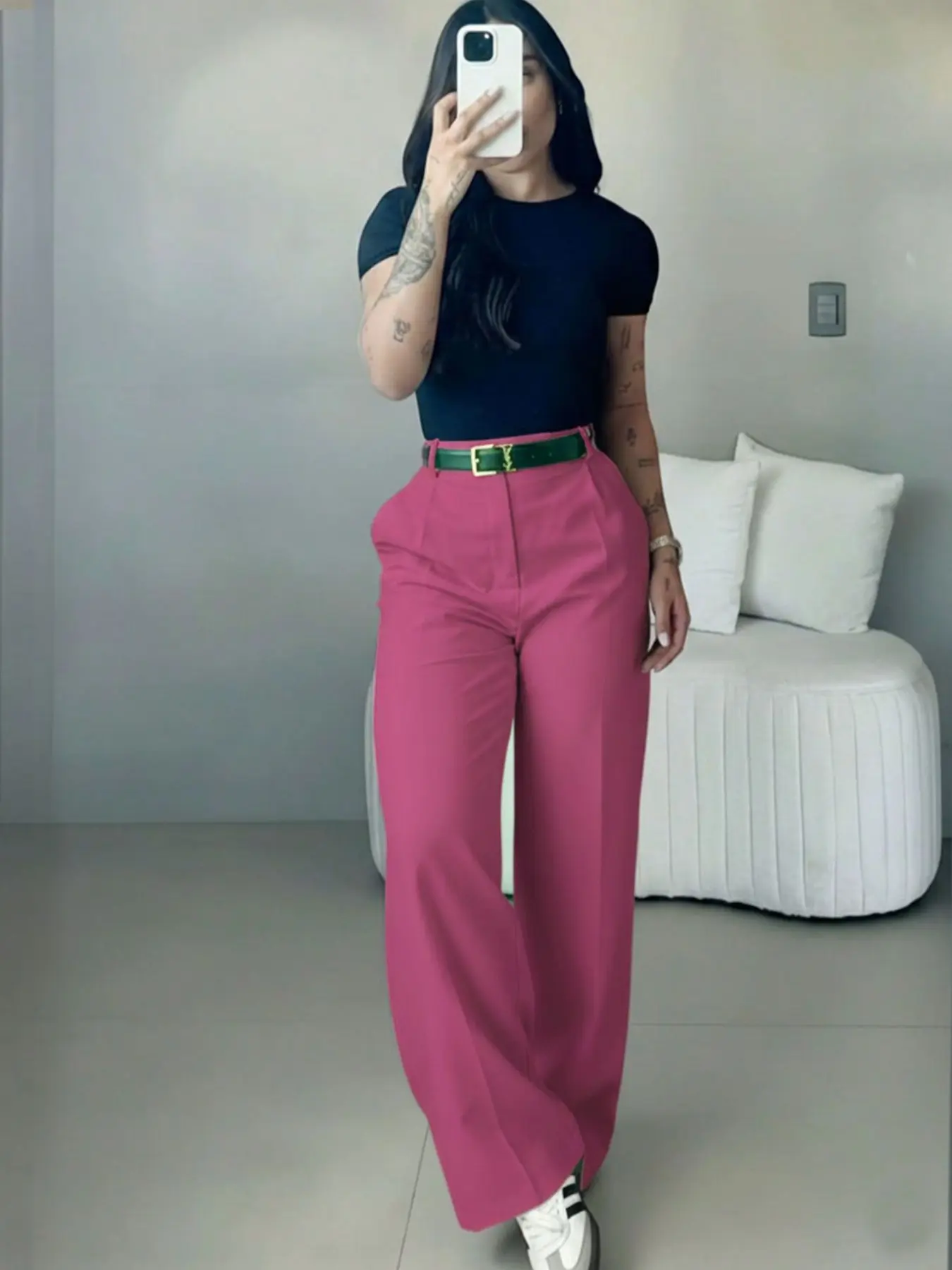 Women's High-Waisted Wide Leg Pants, Boho Fashion Trousers, Bohemian Street Style, Casual, Boho, Perfect for Spring/Summer, Office Commute and Vacation, Fashionable and Elegant