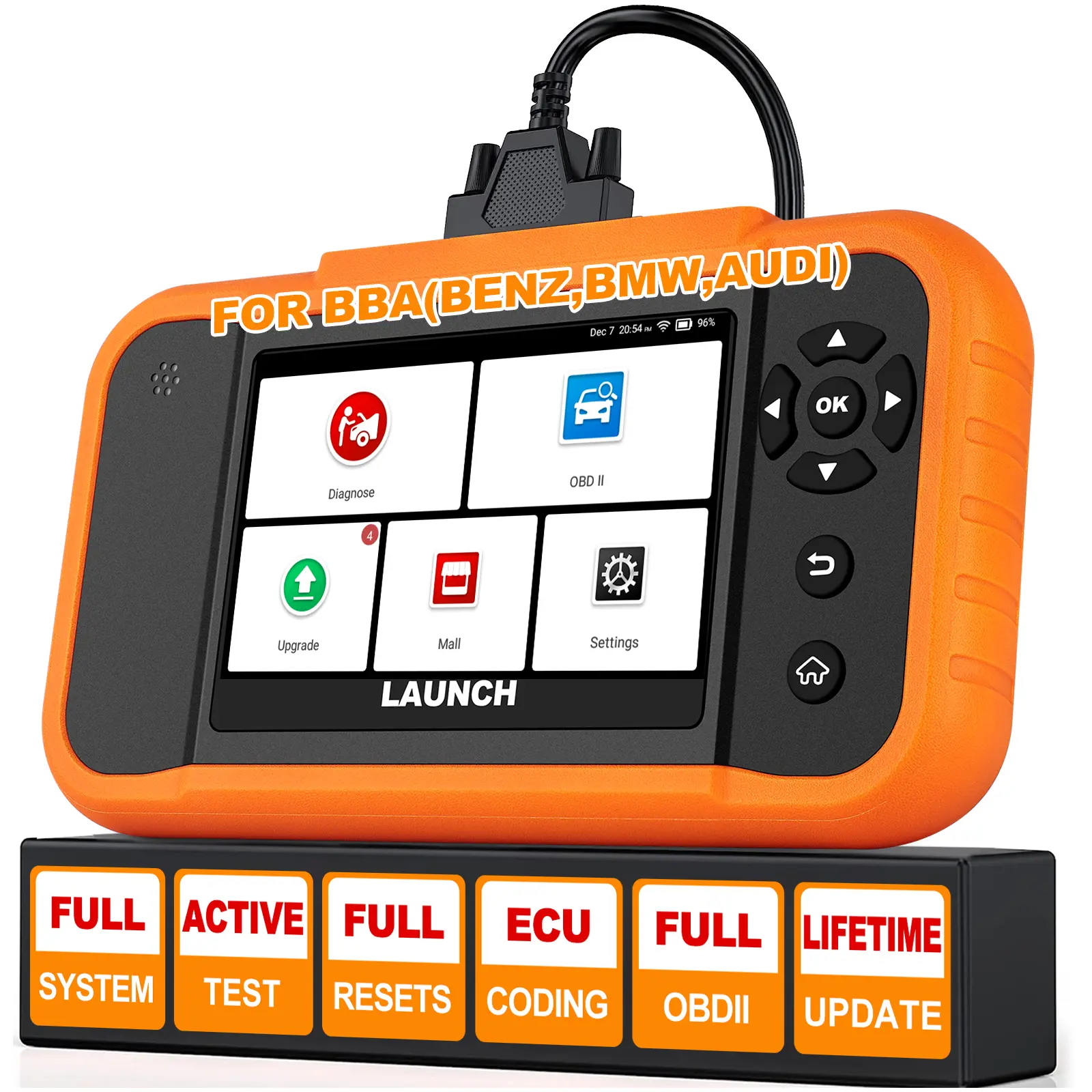 LAUNCH X431 Creader Elite 2.0 for BBA Bi-Directional OBD2 Scanner for BMW,Mercedes-Benz,Volkswagen VW Audi V.A.G Group, Full System with Full Functions, ECU Coding,Battery Register, Lifetime Update