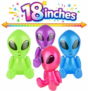4 TOTAL 🛸 18" Assorted Colors Galactic Alien Inflatable Party Pool Vinyl Balloon Inflate Blow Ups 👽