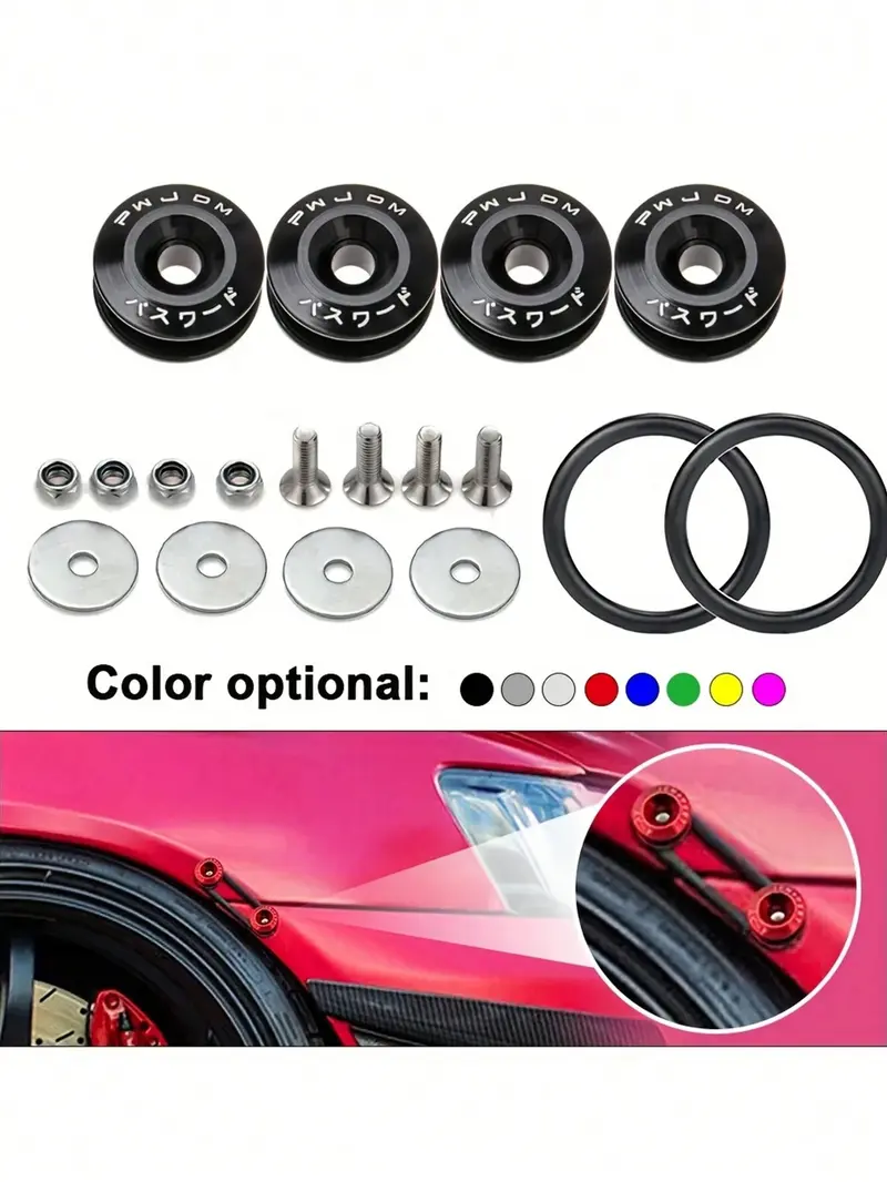 12pc Quick Release Fastener Kit – Aluminum Bumper Fender Trunk Clips For Most Cars