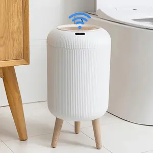 Induction Eco-Friendly Modern Small Plastic Smart Trash Can - Motion Sensor Automatic Lid, Hand-Operated Backup Log Function, for Bedroom, Bathroom Home Supplies Bins