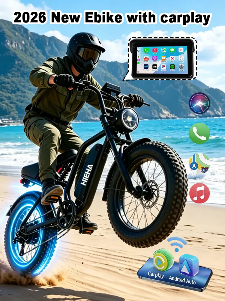 Hieha 2026 Upgraded Smart Ebike - 1500W Powerful Motor, 34MPH Max Speed, CarPlay Screen, Dual Cameras, APP Control, Waterproof Off-Road Electric Bicycle #fathersdaygift, Ebikes,father'sdaygifts,camping essentials