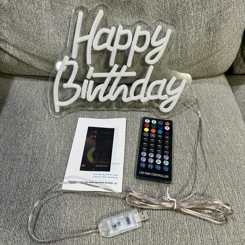 Happy Birthday LED Neon Sign | RGB Colorful Party Wall Light for Bedroom, Party & Kids Room