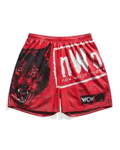 nWo Wrestling Mesh Shorts Unisex Street Style Casual Summer Gym Athletic Wear Wolfpack Logo Print Design Loose Fit Comfortable Sports Shorts for Men Women, WWE Mesh Shorts