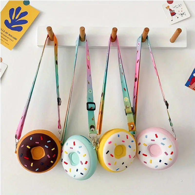 Women’s Cute Donut Crossbody Bag – Colorful Sprinkle Design, Lightweight Nylon Shoulder Bag with Zipper Closure & Detachable Strap, Stylish Mini Wallet for Daily Use & Gifts