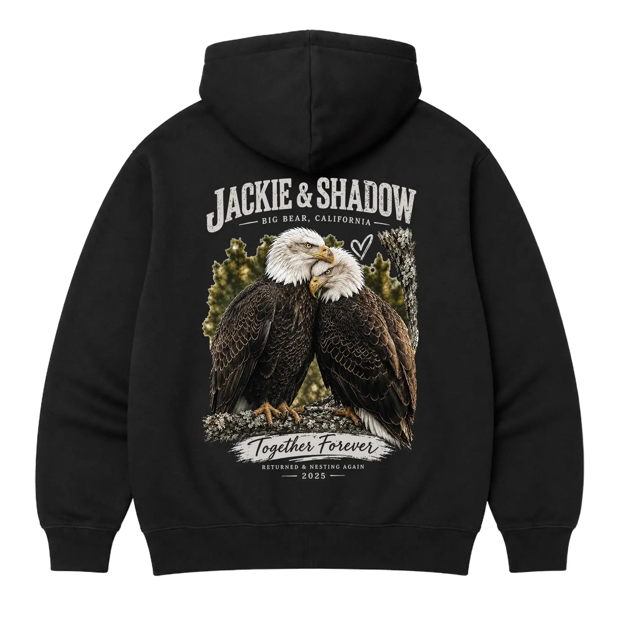 Jackie And Shadow Big Bear Lake Comfy Sweatshirt, Pure Cotton Fabric Casual Crew Neck Long Sleeve Soft-Washed Pullover, Trendy Tops for Women for Men, Big Bear Eagle Lover Gift