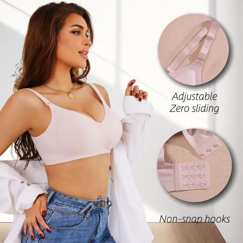 FINETOO 1PC Cloud-like Marshmallow Touch 24-hour Burden-free Companion Support Non-slip Cup Seamless Bra S-3XL womenswear