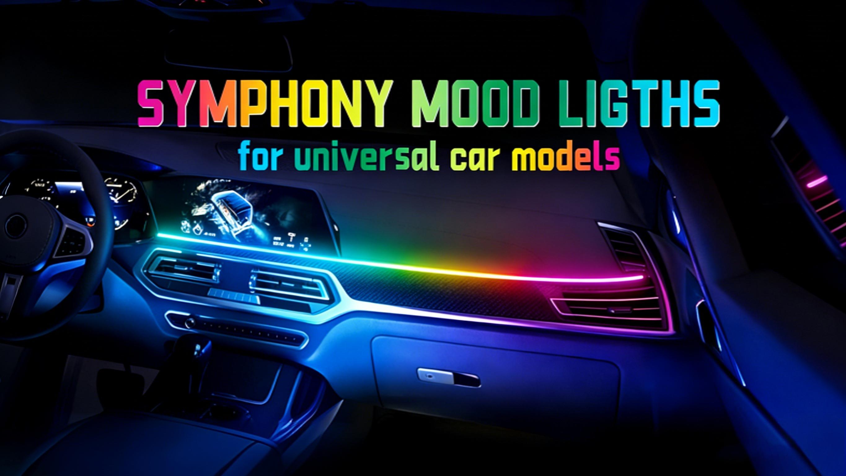 DIBMS APP Controlled RGB Car Interior Light strip,43.3 Inches Acrylic Auto Ambient Lighting Kit with Dreamcolor Chasing, Center Console Dashboard Lamps with APP Remote Control, Universal model, tape installation or embedded