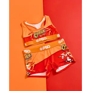 PSD Womens Cheetos Crunchy Sports Bra and Boy Short Matching Set - Soft, Comfortable & Breathable Core Standard Fabric