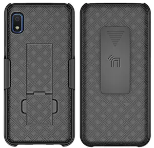 Case with Clip for Galaxy A10e, Nakedcellphone [Black Tread] Kickstand Cover with [Rotating/Ratchet] Belt Hip Holster Holder Combo for Samsung Galaxy A10e (SM-A102U)