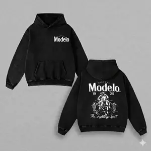 Modelo Vintage Washed Hoodie – Two-Sided Logo Graphic Oversized Unisex Streetwear