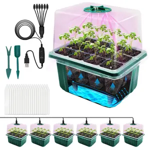 6 Pcs  Germinator 72 Cells Self-Watering Germination Trays with Grow Light 3 Light Settings Reusable seed Germination Trays Kits for garden Plant supply Propagation starter Indoor Seedling Tray Set with Grow Lights Grow Tent System Adjustable Greenhouse