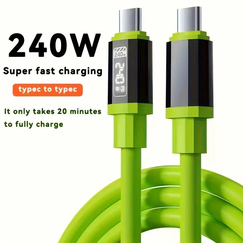 Buy 1 Get 1 Free 240W Fast Charging Cable Mobile Data Cable Smart Quick Charge High-Power Compatible with Apple Type-C Charging for Smartphone & Cellphone summervibes Electronic Device Charger,summerwins