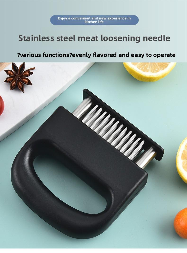 Stainless Steel 48-Pin Tenderizer with Auto Rebound Quickly Tenderizes Meat Sous Vide Tool for Beef Tenderloin Chicken Wings