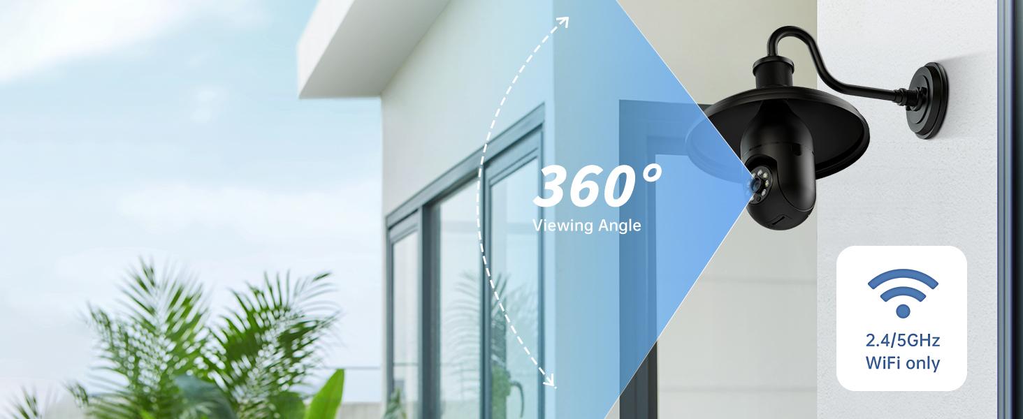 WESECUU Security Camera Bulb 3MP HD Night Vision 2-Way Audio 2.4GHz Wi-Fi Indoor/Outdoor Remote Access EseeCloud Easy Install E27 Socket