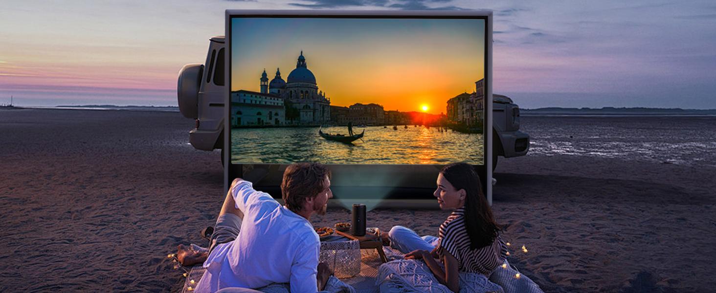 SAYOK 10FEET Inflatable Projector Screen for Outdoor Movies, Pool Parties & Backyard, Waterproof PVC Material, No Need Constant Inflating, Portable Movie Screen for Projector