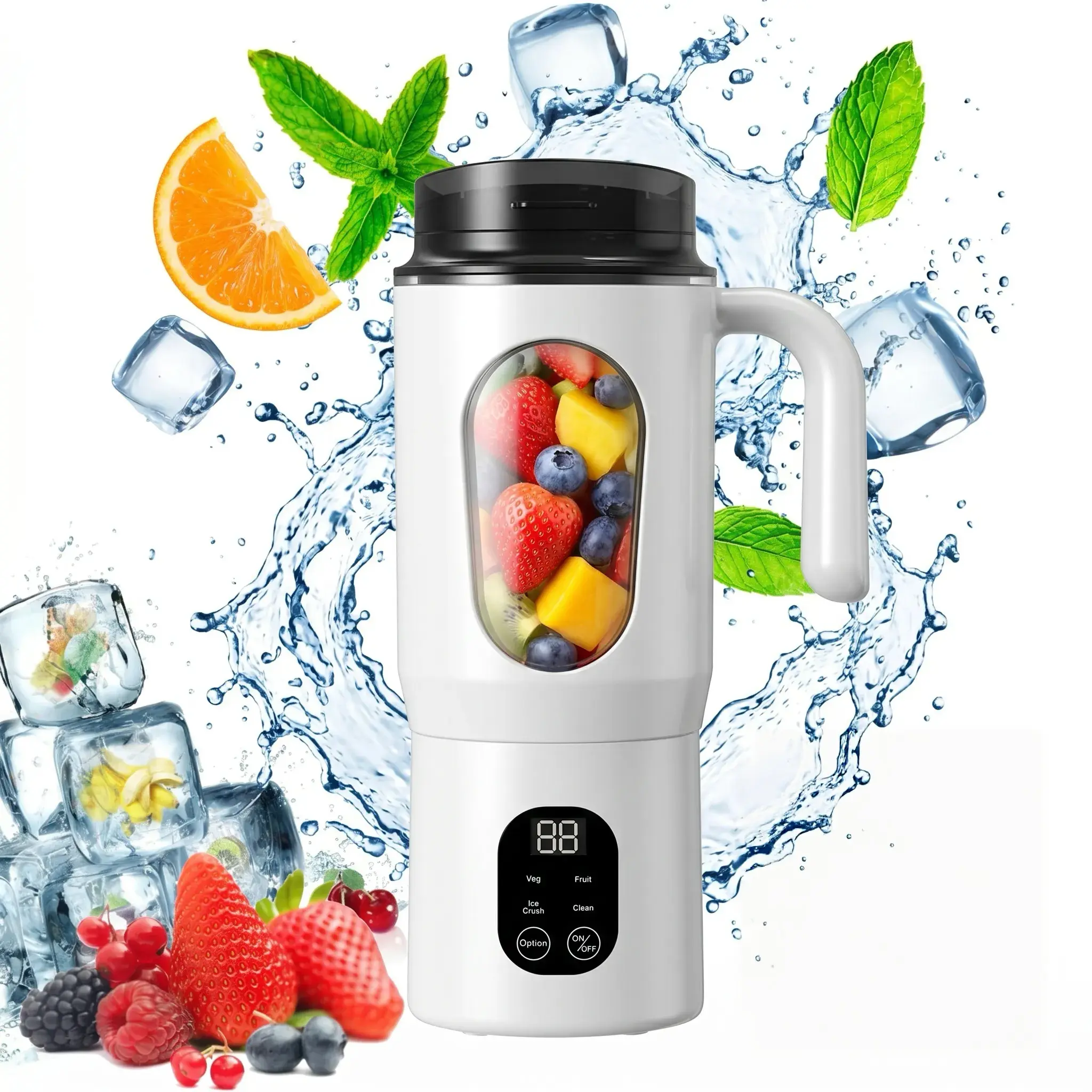 20OZ Quiet Cordless Handheld Juice Blender - USB Rechargeable, 22000 RPM Multi-Gear, BPA-Free, Self-Cleaning, Portable 2 in 1, Ice Crush, Automatic Mixing, LED Display, for Frozen Drinks & Easy Healthy Recipes, Quiet Blender, Automatic Mixing Blenders