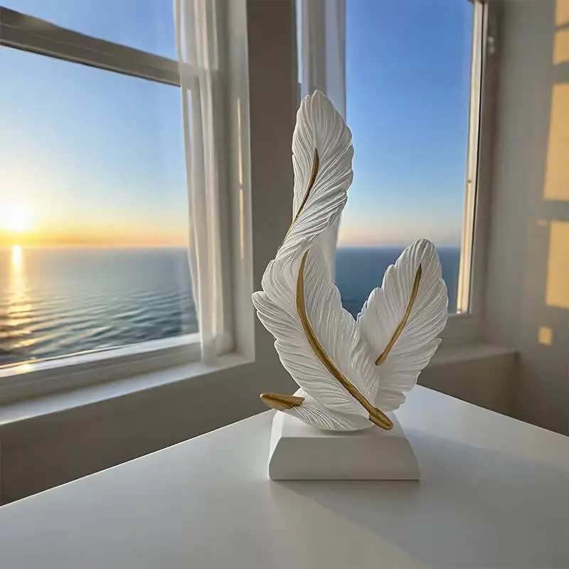 Minimalist Luxury Feather Ornament, Decorative Piece, Decor Ornaments, Decorations and Ornaments, Decoration Items, Boujee Home Accessories, Ideal for Home & Bedroom Decoration, Perfect Housewarming Gift, Enhance Your Living Space, Feather Figurine