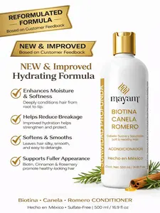 Reformulated Sulfate-Free Biotin, Cinnamon & Rosemary Hair Conditioner – Strengthening & Softening Formula for Daily Haircare | 500ml | Made in Mexico