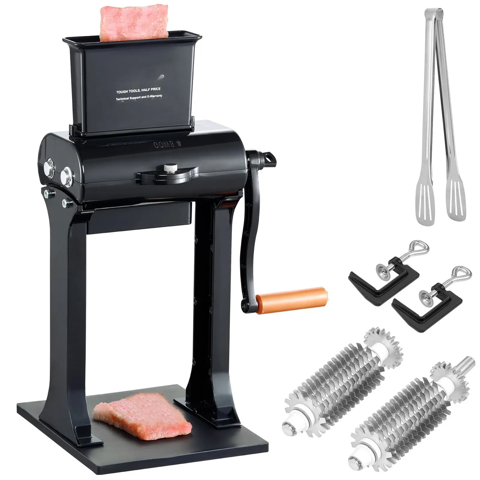 Commercial Meat Tenderizer, Heavy-Duty Stainless Steel Manual Tenderizer Machine With 5.8-Inch Feed Port, Easy Hand Crank Operation, Suitable For Beef, Turkey, Chicken, Pork, Steak, And Fish, Durable Kitchen Tool For Home Use