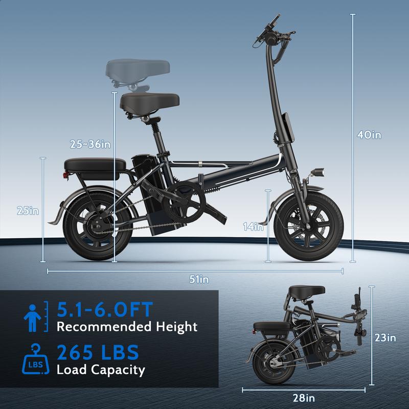 14" Mini E-Bike|500W(Peak 750W) Pure AluminumFrame|22Mph Top Speed |Up to 40 Miles Range Perfectfor Campus Commutes, Grocery Runs, or Leisure Rides NoMore Sweating - Electric Assist for Smooth Hills & LongDistances! 14" Mini E-Bike|500W(Peak 750W) Pure AluminumFrame|22Mph Top Speed |Up to 40 Miles Range Perfectfor Campus Commutes, Grocery Runs, or Leisure Rides NoMore Sweating - Electric Assist for Smooth Hills & LongDistances!