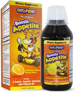 GirafKids Appetite Vitamins for Kids, 8 Fl Oz - Appetite Booster Syrup for Kids Ages 4+, Orange Flavor - Promotes Healthy Growth & Energy