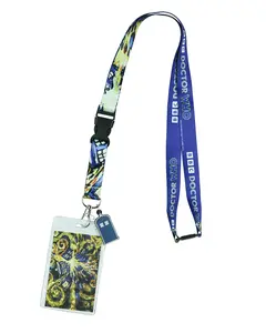 Doctor Who Breakaway Lanyard Exploding TARDIS Badge ID Holder 1 1/2" Rubber TARDIS Charm for Keys Keychain