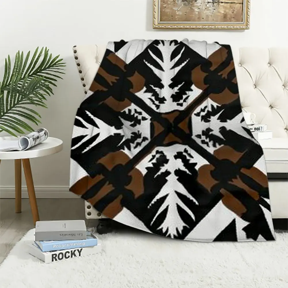 Rustic Western Throw Blanket For Men,Southwestern Aztec Blanket Bohemian Sherpa Blanket Ethnic Mexican Geometric Diamond Flannel Blanket Brown Black White Farmhouse Room Decor WhiteFather's Day Thanksgiving Halloween Valentine's Day Holiday Gifts tiktoksh