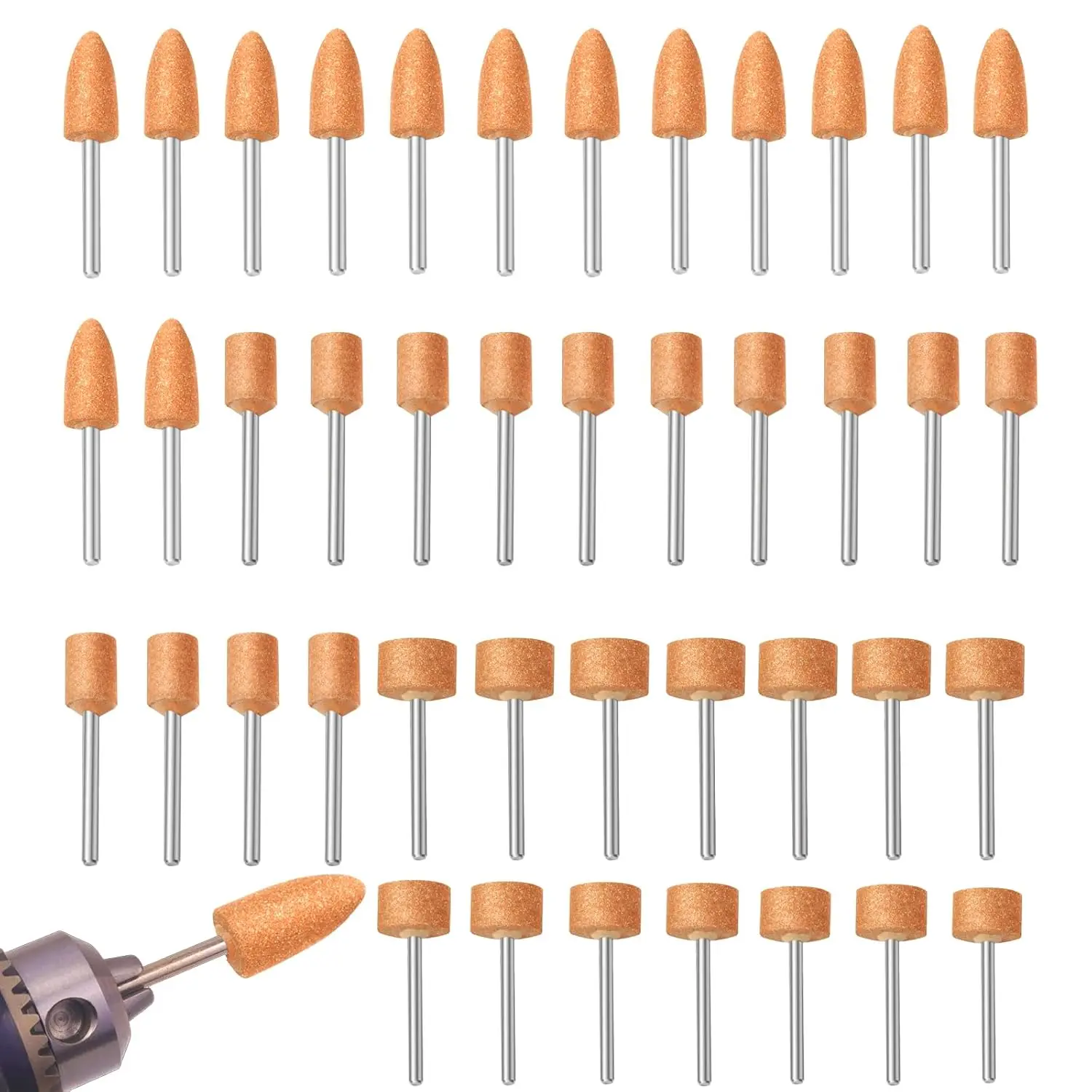 Dremel Sanding Bits for Rotary Tool Kit 42 Count 10mm & 15mm Shapes  Oxide Grinding Stones for Sharpening Grinding Smoothing Flap Wheel