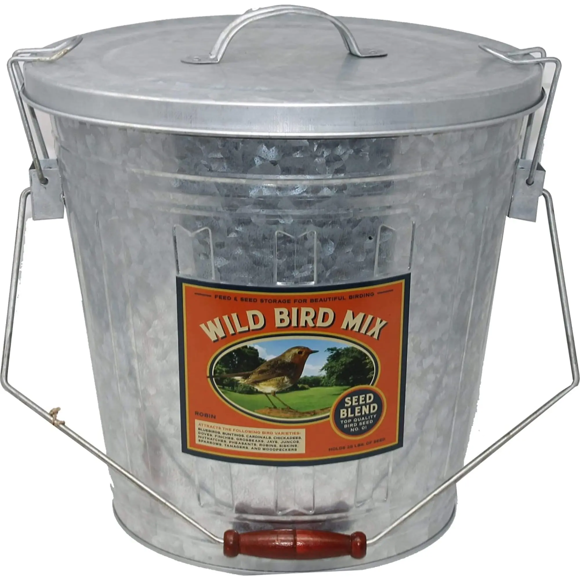 Audubon & Woodlink Rustic Farmhouse Seed Storage Bucket with Scoop - Galvanized