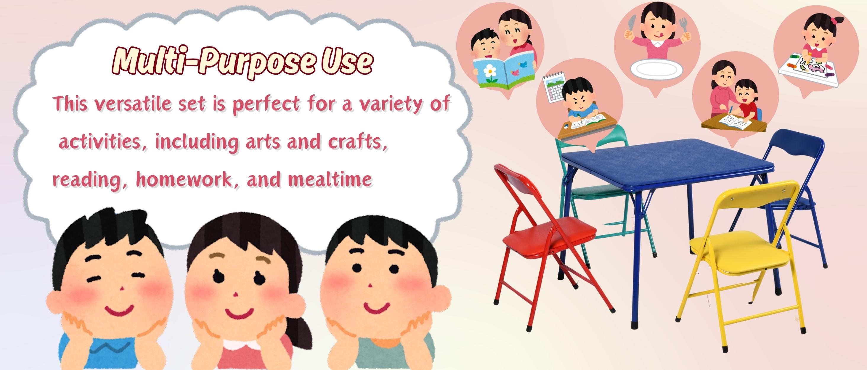 【Christmas Gifts】Homy Casa Kids 5-Piece Folding Activity Table and Chair Set - Lightweight, Multi-Color, Perfect for Playrooms& Home Use Decor Multiple