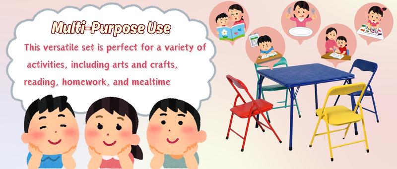 【Christmas Gifts】Homy Casa Kids 5-Piece Folding Activity Table and Chair Set - Lightweight, Multi-Color, Perfect for Playrooms& Home Use Decor Multiple