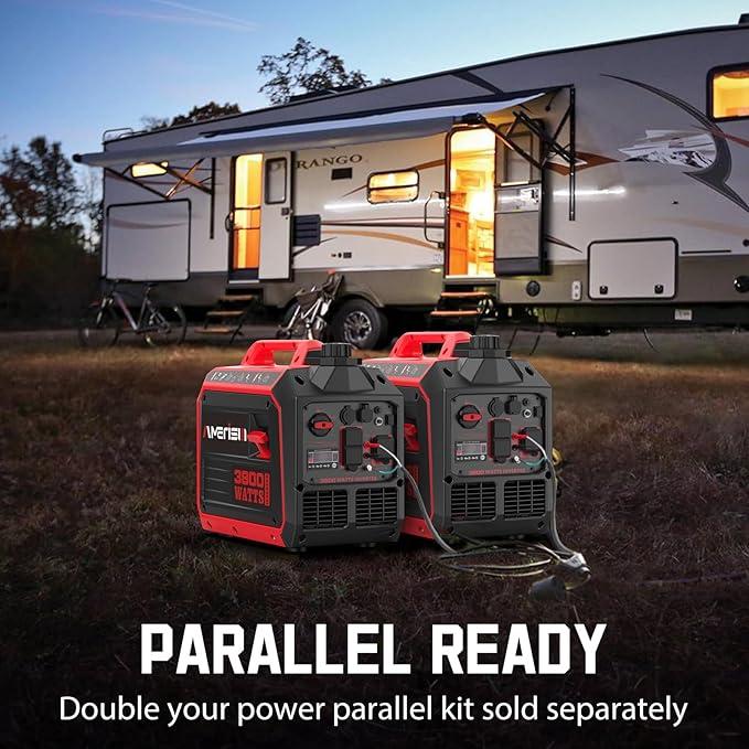 Amerisun 3800-Watt Gas Powered Portable Inverter Generator, Super Quiet and Lightweight for Home Use, Outdoor Camping, RV Ready 30A Outlet, Digital Display, EPA Compliant(AL5035C)