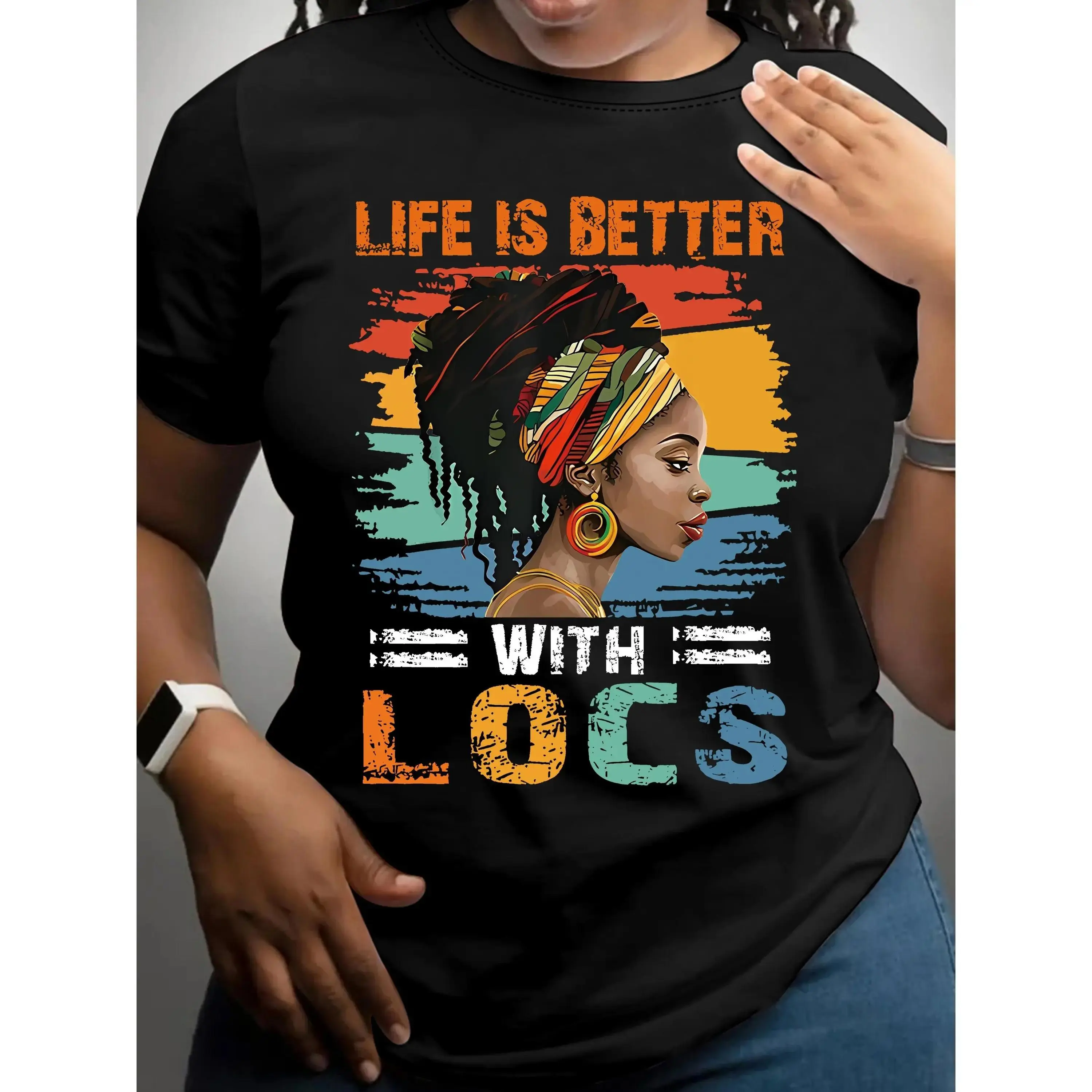 [100% Cotton] Vibrant Purple "Life Is Better With Locs" T-Shirt - Women'S Casual Short Sleeve Crew Neck Top, Breathable Polyester, Machine Washable, Perfect For Spring & Summer T-Shirt For Men And Women
