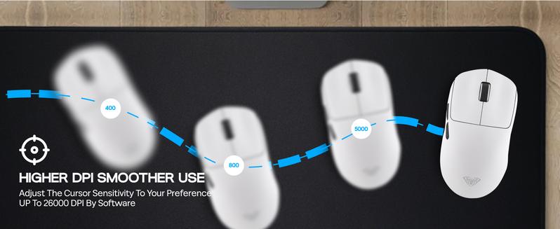 Aula SC800 Wireless Gaming Mouse, 250mAh Battery, 8k Polling Rate, PAW3395, Programmable Buttons, On-Board Memory, 37g Lightweight, Adjustable 26,000 DPI, PC/MAC/Linux Aula SC800 Wireless Gaming Mouse, 250mAh Battery, 8k Polling Rate, PAW3395, Programmable Buttons, On-Board Memory, 37g Lightweight, Adjustable 26,000 DPI, PC/MAC/Linux