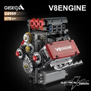 WeCare V8 Engine Assembly Kit 478 Parts Runable Miniature V8 Model Set with Motor 8-Cylinder Car Engineering Toy for Kids 14+ Birthday Valentine's Day Gift