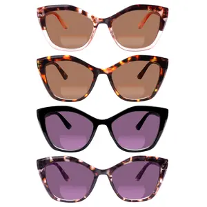 4-Piece Fashionable Bifocal Blue Light Blocking Reading Sunglasses, Outdoor Stylish Eyewear With Spring Hinges For Versatile Face Shapes. Ideal For Travel, Fishing, Vacations, And Other Outdoor Occasions.