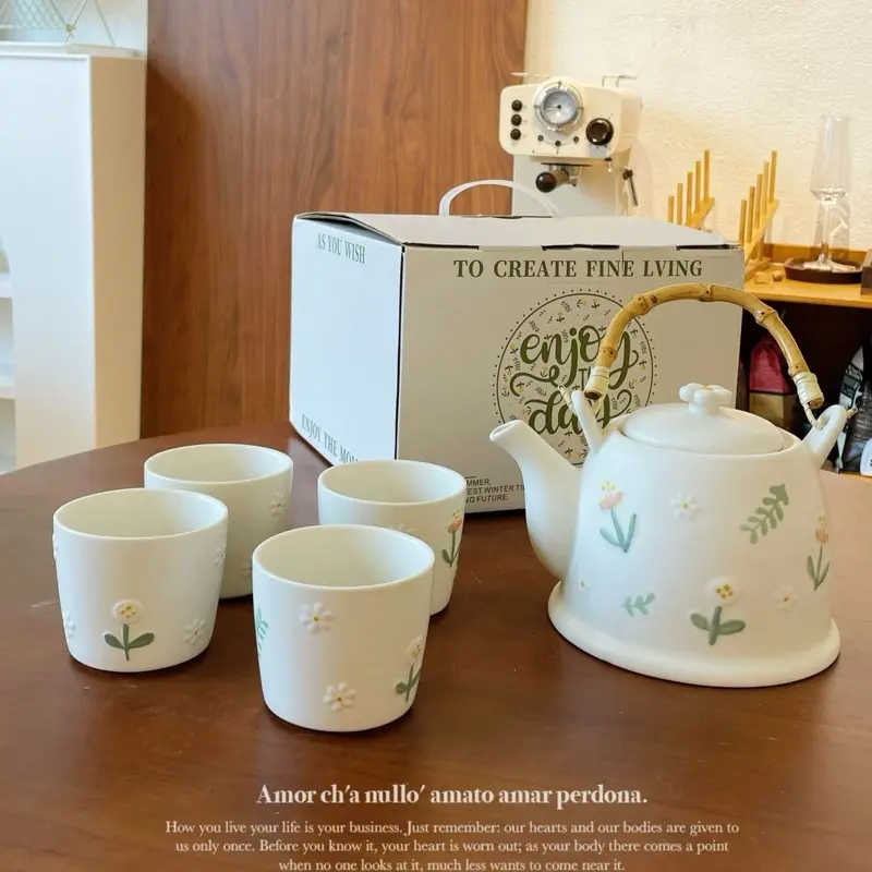 Daisy Ceramic Teapot /Tea Set suit