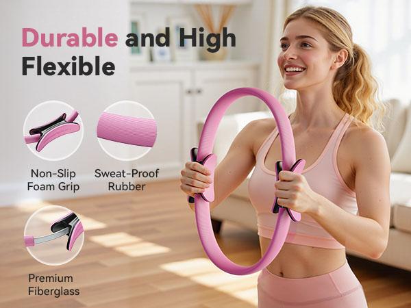 Feierdun Pilates Ring, 14'' Magic Circle for Core & Thigh Toning, Fit for Pilates, Yoga & Home Workouts-Lightweight, Beginner-Friendly