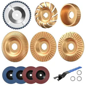 14PCS Wood Carving Disc Set for 4" & 4-1/2" Angle Grinder – Wood Cutting, Carving & Grinding Kit with Chainsaw Disc, Wood Shaping Discs, Flap Sanding Wheels, Adapter Rings & Wrench abrasive tools intelligent diamond accessory shank  concrete