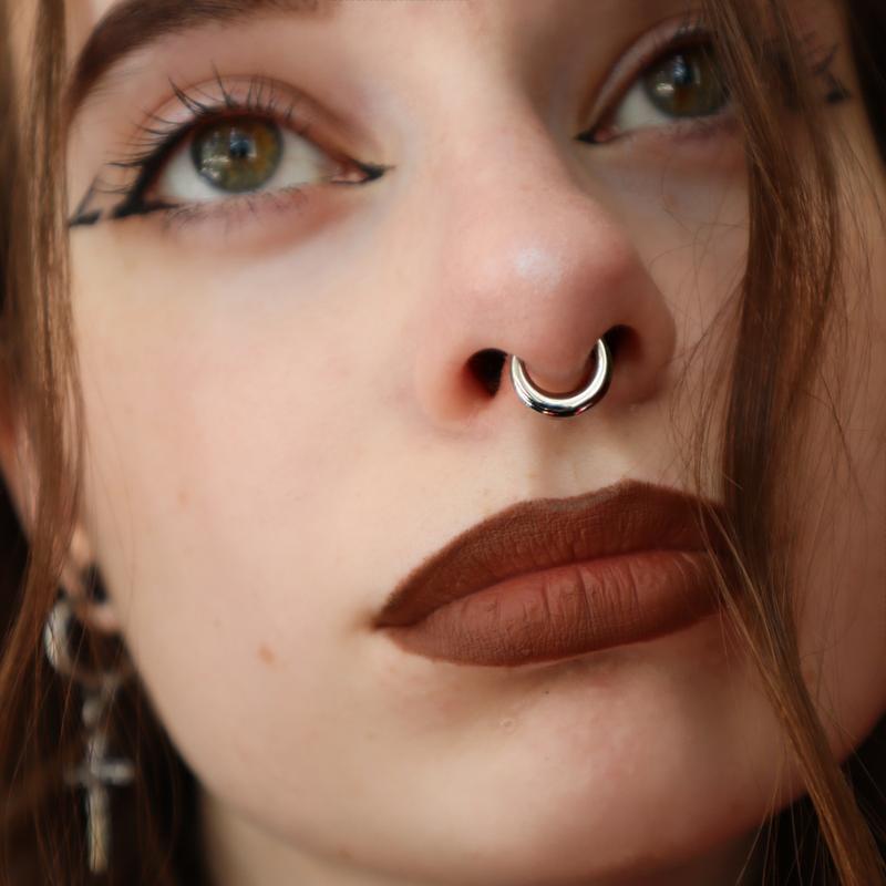 OUFER 16G Chunky Bubble Hinged Segment High Polish Nose Septum Daith Ring in Silver, Gold, Rose Gold & Black - 316L Stainless Steel