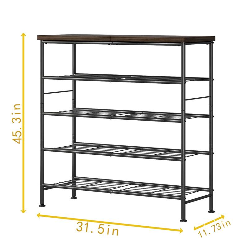 SUOERNUO Shoe Rack Organizer 4 Tier 5 Tier 6 Tier Metal Storage Shelf with Industrial MDF Board & Layer Fabric for Garage Home Organization