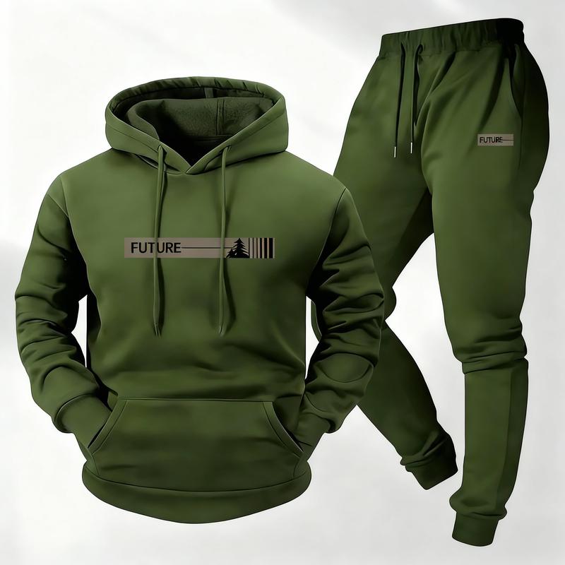 Men's Printed Hoodie & Joggers Set - Casual Long-Sleeve Athletic Top with Pockets Summer Lounge Tracksuit Summer Tracksuits Sportswear Indoor Outdoor Sportswear Running Fitness