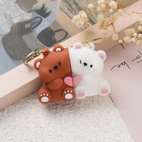 2pcs Cute Bear Magnetic Couple Keychain - For Men Women, Bag, Car, Suitable For Valentines Birthday, Back To School, Party Gifts