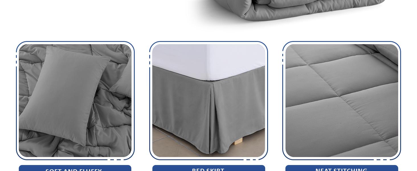 Lux Decor 5 Pc Solid Comforter Set - Polyester Soft Fluffy Comforter- Autumn Lightweight Comforter - All Season Breathable Down Alternative Comforter Set, Duvet Insert All Sizes  -Soft & Durable Bedding Set