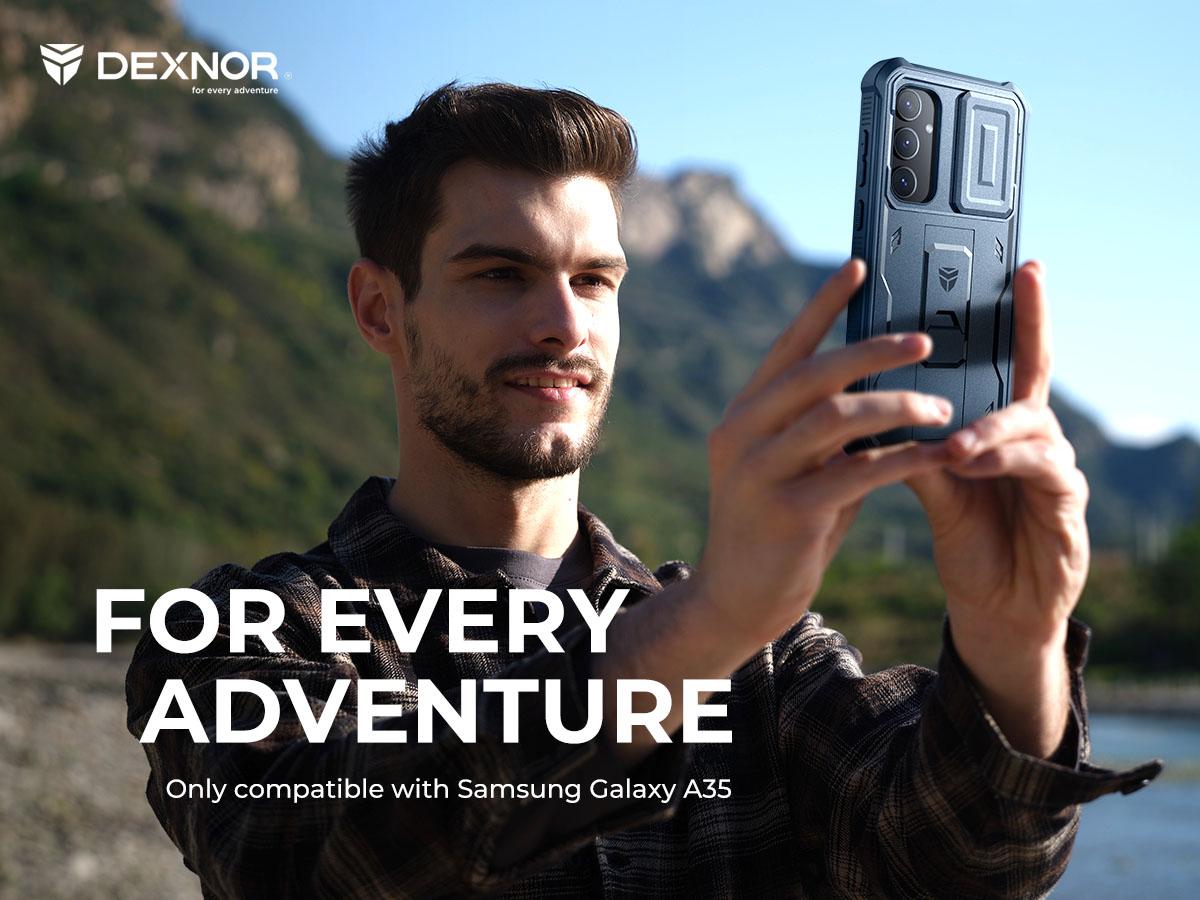 Dexnor for Samsung Galaxy A35-5G Case, [2 Front Frame] [Built-in Slide Camera Cover & Kickstand] Heavy Duty Military Grade Protection Shockproof Phone Case with Screen Protector, 6.6 inch