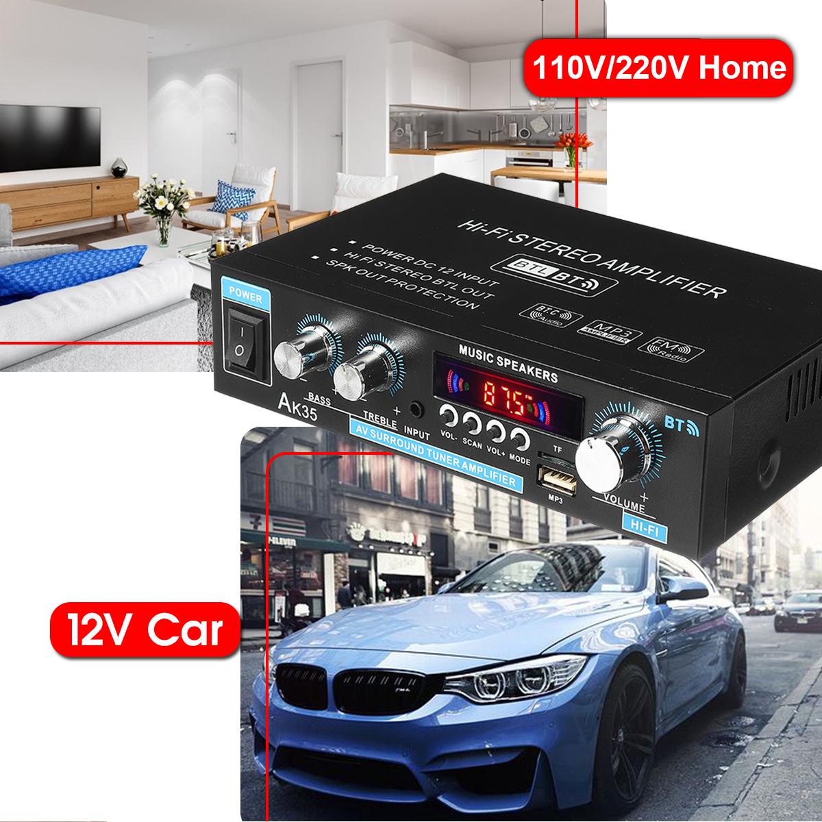 2*30W Digital HIFI Power Amplifier Bluetooth 5.0 USB FM TF Card Stereo Home Car Audio AMP with Remote Control US Plug