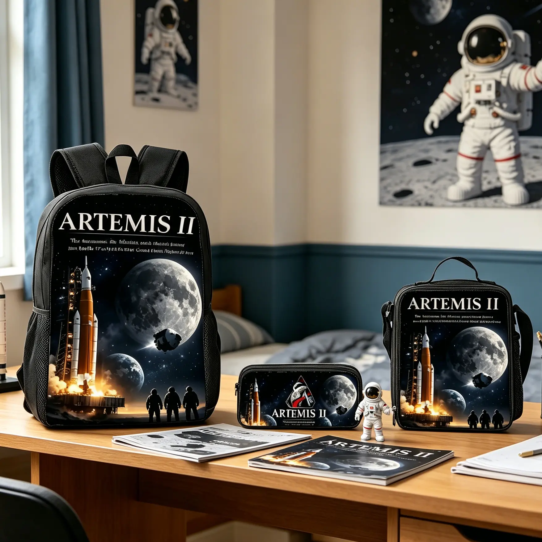 3PCS NASA Artemis II Space School Backpack Set for Boys Girls Space Theme Backpack with Lunch Box Pencil Pouch Viral TikTok Backpack Trending Aesthetic Lightweight Durable Student Bookbag Travel Everyday Gift